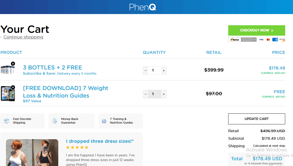 PhenQ Checkout page